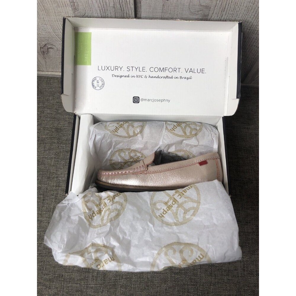 Marc Joseph New York Girls Shoes Size 11 Pink Rose Glimmer Leather Loafers - Picture 7 of 8